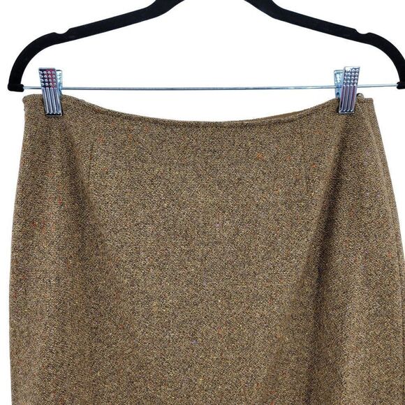 Tahari Skirt 100% Wool Tweed Aline Academia Grunge Golden Multicolor Fleck 12P - Picture 9 of 13